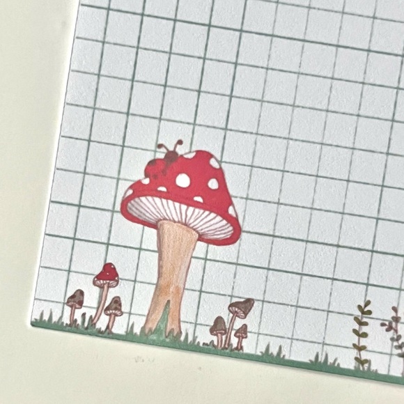 ✨handmade by me✨ cottagecore 🍄 grid & lined memo sheets 3” x 3” - Picture 10 of 11